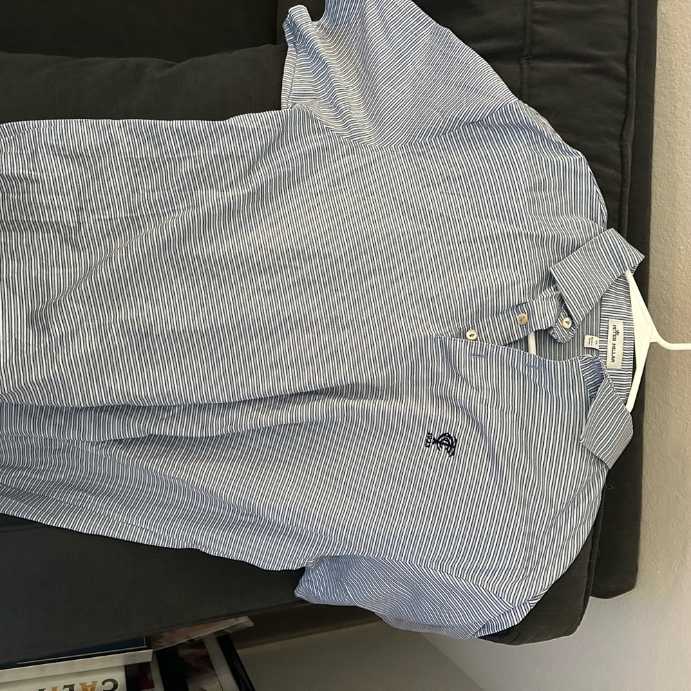Peter Millar Blue and White Casual Button Down Shirt
